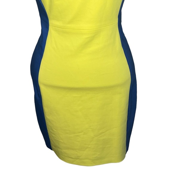 Belle Badgley Mischka Chartreuse & Blue Sheath Dress Size 2 - Picture 3 of 10